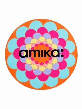 amika Round Beach Towel Mandala Floral Neon Orange Oversized 58” Like New